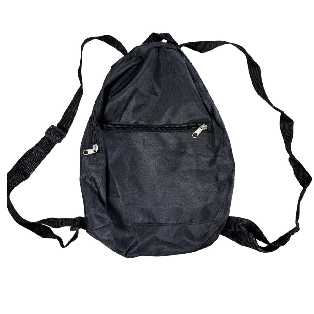 Black Nylon Lightweight Small Backpack Travel Commuter Daypack Adjustable Straps